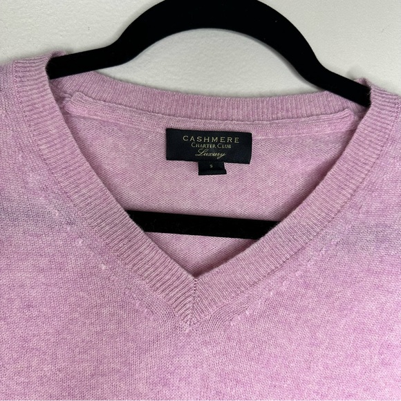 Charter Club Women’s Pink 100% Cashmere V-Neck Sweater Size S - Picture 3 of 7